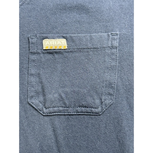 Ariat Rebar Shirt Womens Small Navy V-Neck Short Sleeve Pocket Cotton Workwear - Picture 4 of 11